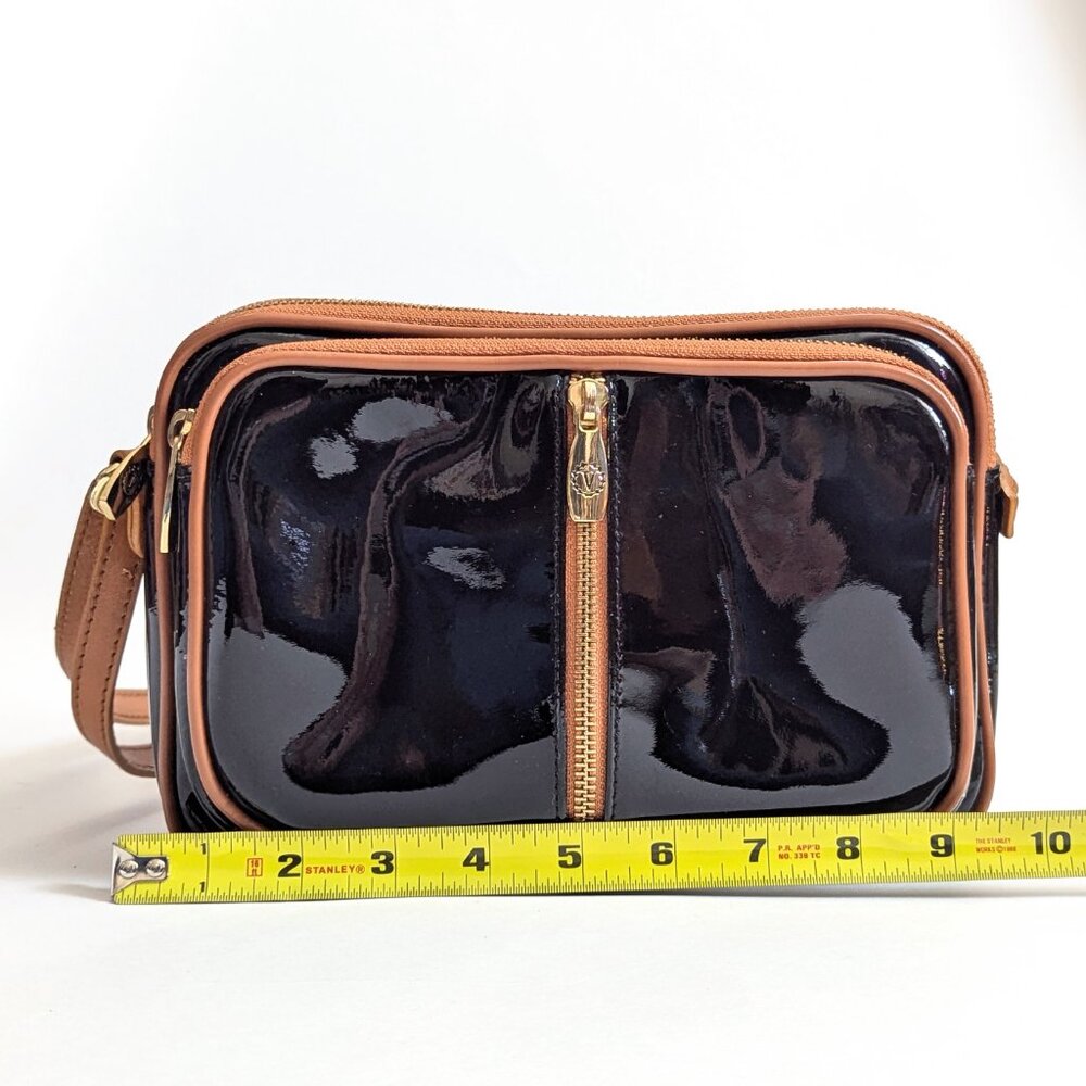 Valentina Black Patent Leather Crossbody Purse Bag - Picture 11 of 12
